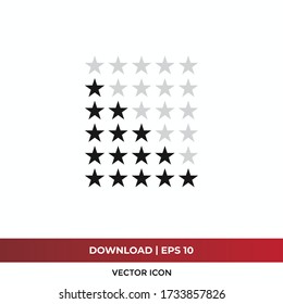 vector de icono de clasificación de 5 estrellas. Señales de clasificación de productos
