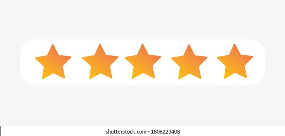 5 star rating icon vector illustration eps10. Isolated badge for website, app - stock infographics. Button star rating to channel, blog. Social media logo symbol. Isolated on white background.