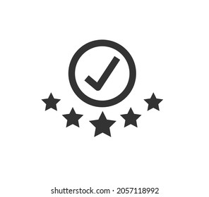 Ilustración vectorial de icono de clasificación de 5 estrellas. Insignia aislada para sitio web o aplicación - infografías de stock. Pictograma