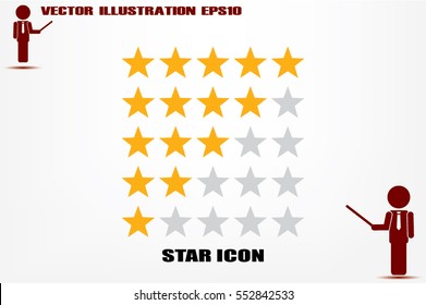 5 star rating icon vector illustration eps10. Isolated badge for website or app - stock infographics