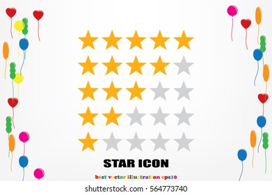 5 star rating icon vector illustration eps10. Isolated badge for website or app - stock infographics