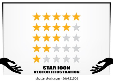 5 star rating icon vector illustration eps10. Isolated badge for website or app - stock infographics.