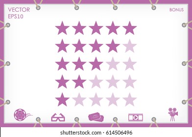 5 star rating icon vector illustration eps10. Isolated badge for website or app - stock infographics