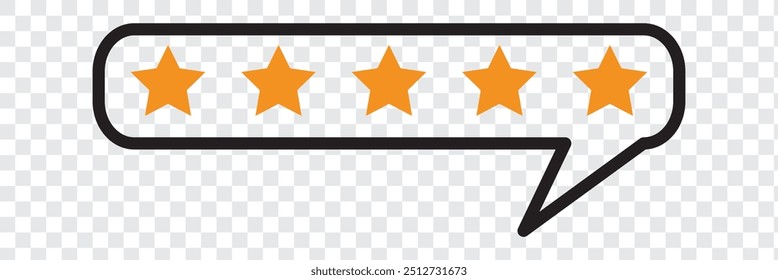 5 star rating. Positive review of customer. Feedback with satisfaction rating. Survey about quality service. Concept vector icon illustration. EPS 10.
