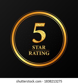 5 star rating. Rating stars badges on a white background. Vector illustration.