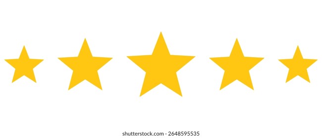 5 star rating symbol yellow five star icon sign product quality service best satisfaction business gold simple minimal vector