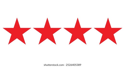 5 star red color align effect, star icon vector