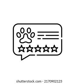 5 star review for animal care services such as veterinary clinic or pet shop. Pixel perfect, editable stroke line icon