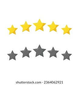 vector de revisión de 5 estrellas, vector estrella plana sobre blanco.
