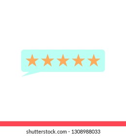 5 star review vector icon, rating symbol. Simple, flat design for web or mobile app