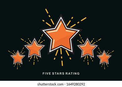 Icono vectorial 5 Estrellas, rango, símbolo web favorito de oro. Eps 10