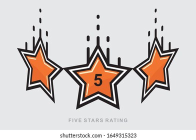 Icono vectorial 5 Estrellas, rango, símbolo web favorito de oro. Eps 10