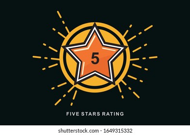 5 Star vector icon, rank, gold favorite web symbol. Eps 10