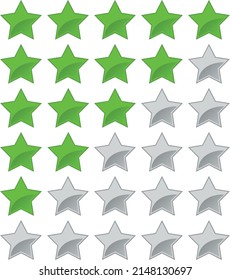 5 star vector rating green with full and empty stars