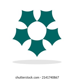5 stars are arranged in an circular shape, green color design vector, for company logo or emblem