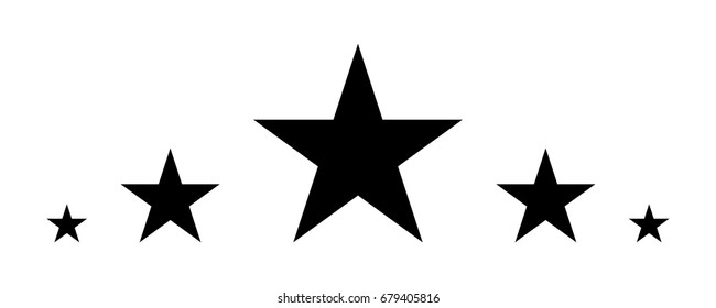 5 Stars, Black star in flat style, Star icon