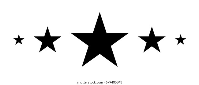 5 Stars, Black star in flat style, Star icon