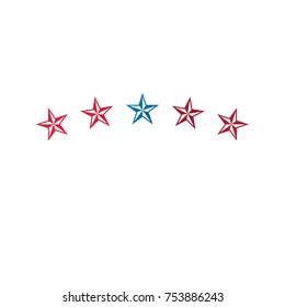 5 stars emblem, ranking symbol. Heraldic Coat of Arms decorative logo isolated vector illustration.