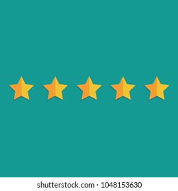 5 stars flat design with blue background. Vector illustration.