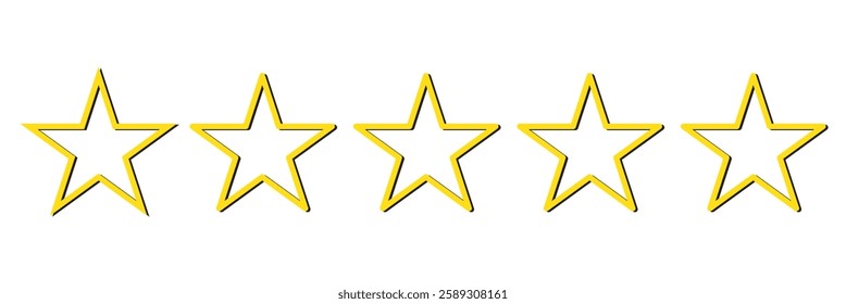 5 stars icon. Five star rating icon. Vector icon set. Feedback of user symbol. Review quality. Button click.