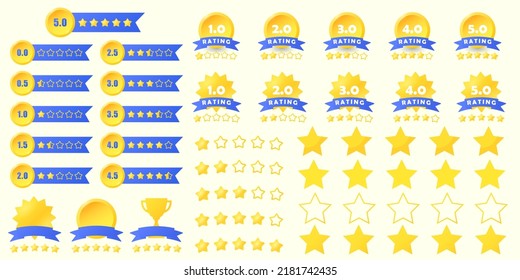 5 stars icon positive review of customer. Concept of best ranking. Feedback with satisfaction rating. Quality service. Icon of excellent. Good result in business. Vector icon or sign set.
