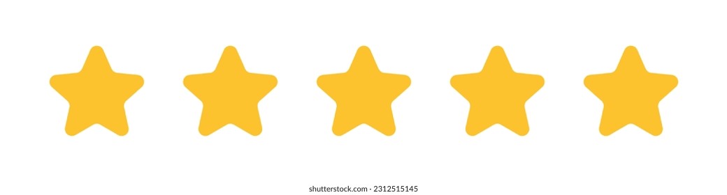 5 stars icon. review. Evaluate 5 levels. Vector.