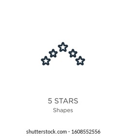 5 stars icon. Thin linear 5 stars outline icon isolated on white background from shapes collection. Line vector sign, symbol for web and mobile