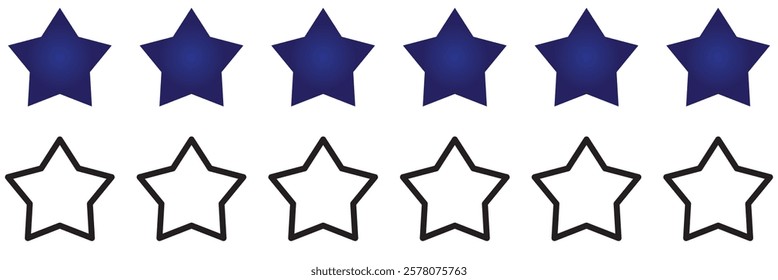 5 stars icon vector, blue star icon