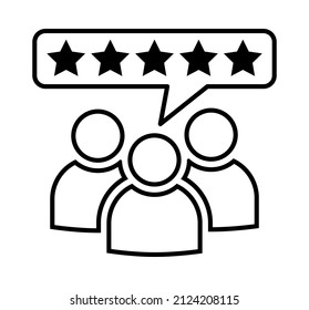 5 stars positive review of customer. Feedback with satisfaction rating. Survey about quality service. Concept of best ranking. Good result. Vector icons set.