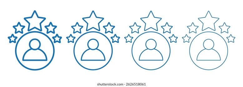 5 stars positive review of customer. Customer review. Service satisfaction, quality, good rate vector illustration. Five stars customer product rating review flat icon for apps and websites