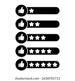 5 stars positive review. Rate icons set. Feedback icon. Five star feedback rating stars customer satisfaction icon.