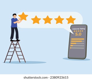 5 stars rating feedback customer. satisfaction comment or giving product review