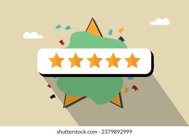 5 stars rating feedback symbol in Social media, 
customer satisfaction, comment or giving product review, assessment, Funny illustration design
