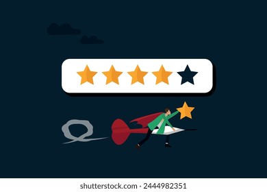 5 stars rating feedback symbol in Social media, 
customer satisfaction, comment or giving product review, assessment, The feedback person is completing his feedback
