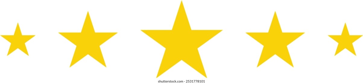 Conjunto de iconos de calificación de 5 estrellas. Calificación de cinco estrellas. Comentarios Cliente, calificaciones de productos, calificación de estrellas.