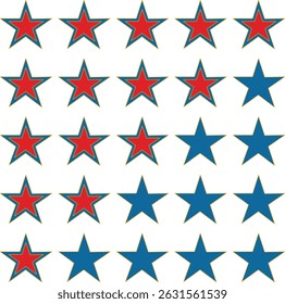 5 stars rating review interface template icon set. Half star ranking sample vector illustration. Quality review symbol with transparent stars. Feedback 5 star sign. Gold five stars collection isolated