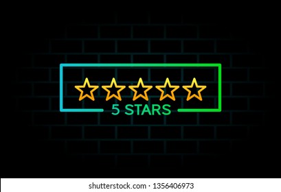 5 stars rating with wall background vector template. Suitable for quality, review, costumer, satisfaction.
