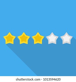 5 stars rationg icon. Flat style icon with long shadow. Vector illustration