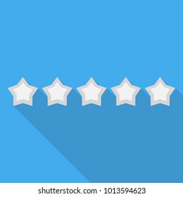 5 stars rationg icon. Flat style icon with long shadow. Vector illustration