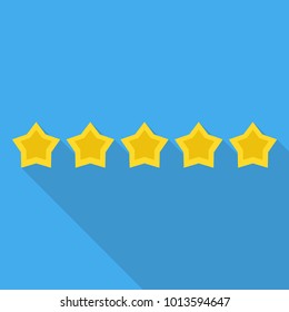 5 stars rationg icon. Flat style icon with long shadow. Vector illustration