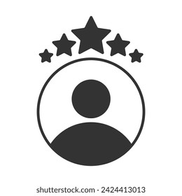 5 stars service. rating. review. black outline isolated white background