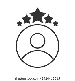 5 stars service. rating. review. black outline isolated white background