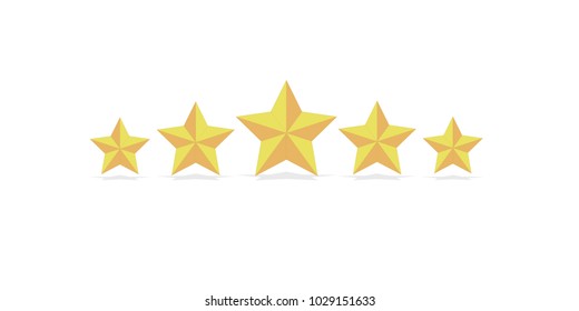 5 stars with shadow on a white background in yellow and orange color