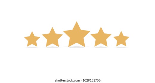 5 stars with shadow on white background in orange color