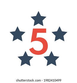 5 stars vector icon, customer product rating or feedback
