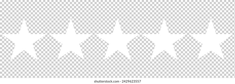 5 Stars White Light Isolated Transparent - Customer Rating - Websites Review. Vector illustration. Eps file 531.