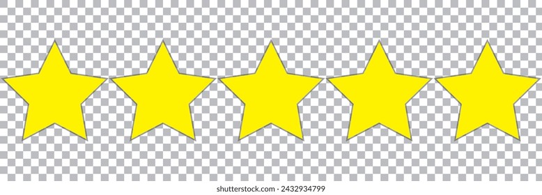 5 Stars White Light Isolated Transparent | Customer Rating | Websites Review, 5 stars, Star vector icons. Set of star symbols isolated. Five stars icon Vector