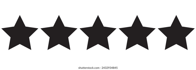 5 Stars White Light Isolated Transparent | Customer Rating | Websites Review, 5 stars, Star vector icons. Set of star symbols isolated. Five stars icon Vector