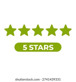 5 STARS word minimal flat badge vector icon
single color, isolated on white background