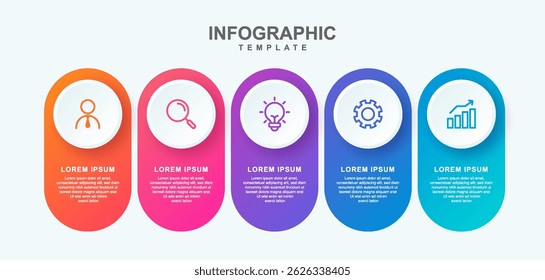 5 Step Business Infographic Template with Modern Gradient Design and Circular Icon